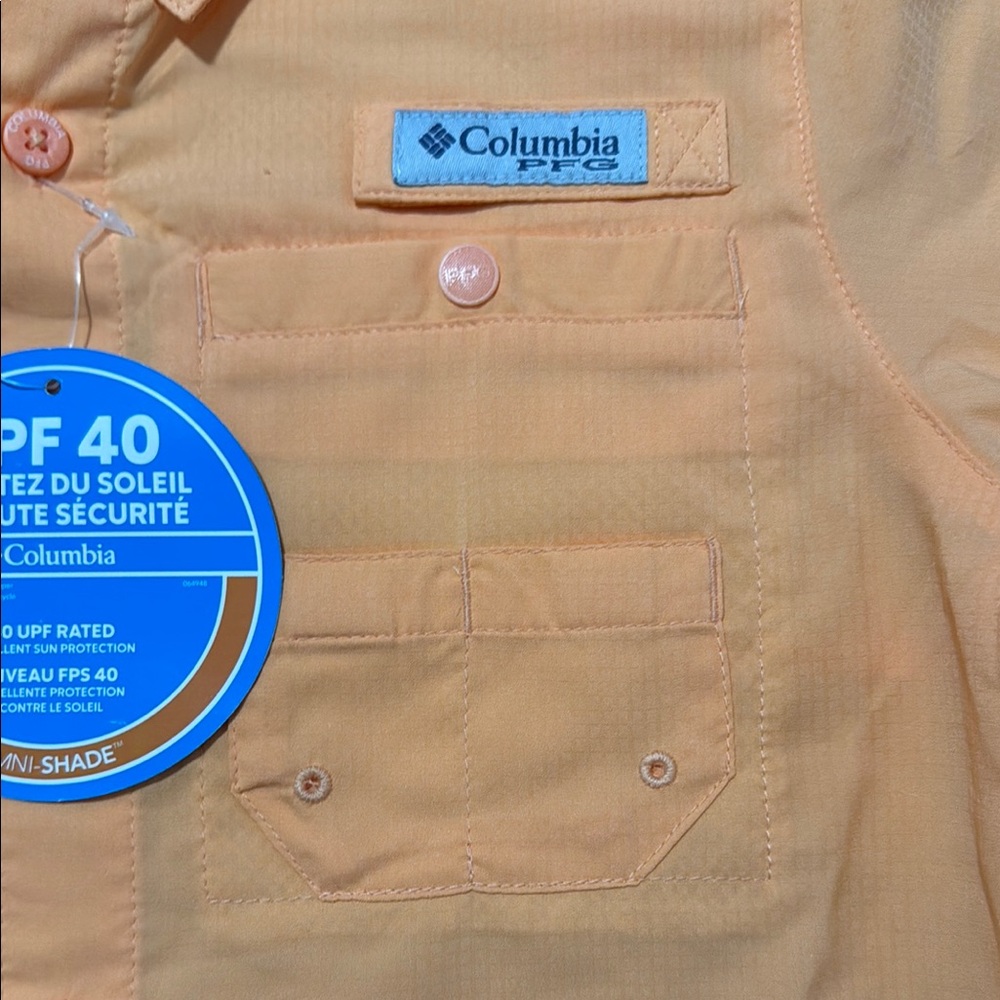 Columbia Vibrant Orange Button-Up Shirt - Picture 3 of 4